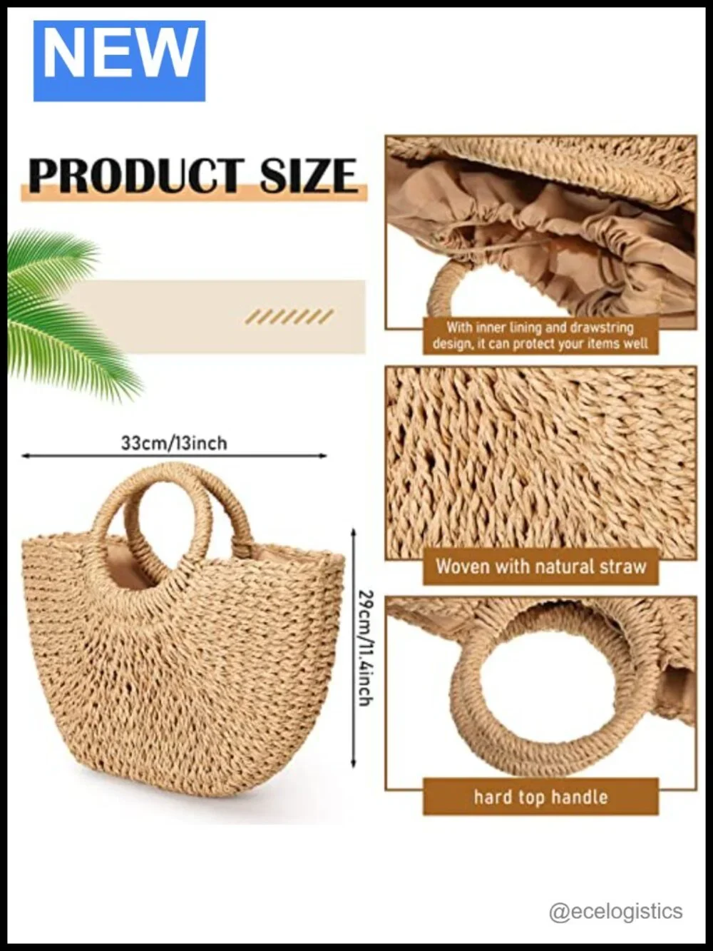 4 Pack Straw Woven Beach Tote Bags Women Top Handle Summer